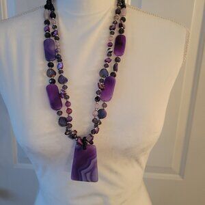 Designer Necklace in Gorgeous Purple Agate